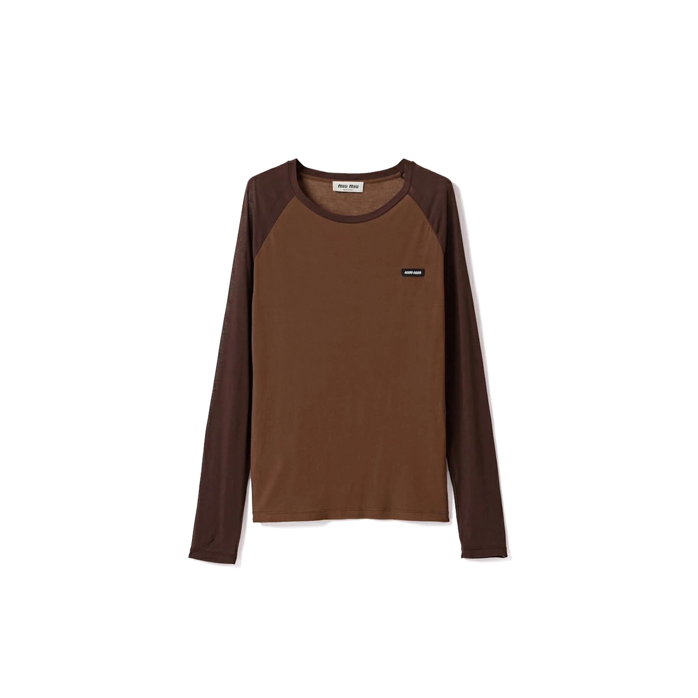MIU MIU LONG-SLEEVED RIBBED JERSEY T-SHIRT MJL068